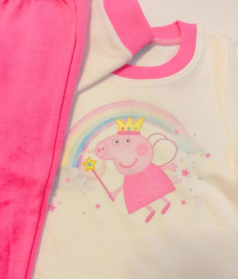 Πυτζάμα με μονόχρωμο παντελόνι και print rainbow peppa φούξια