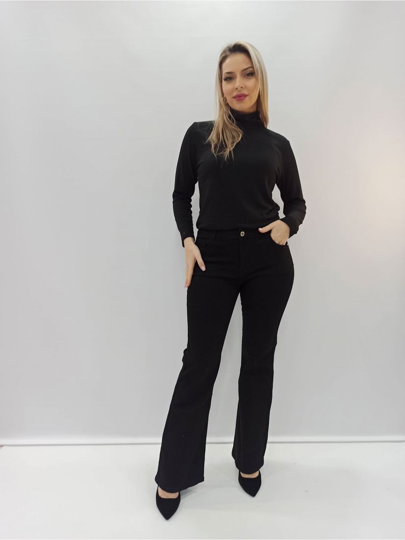 Παντελόνι τζιν καμπάνα μονόχρωμο ελληνικής ραφής μαύρο