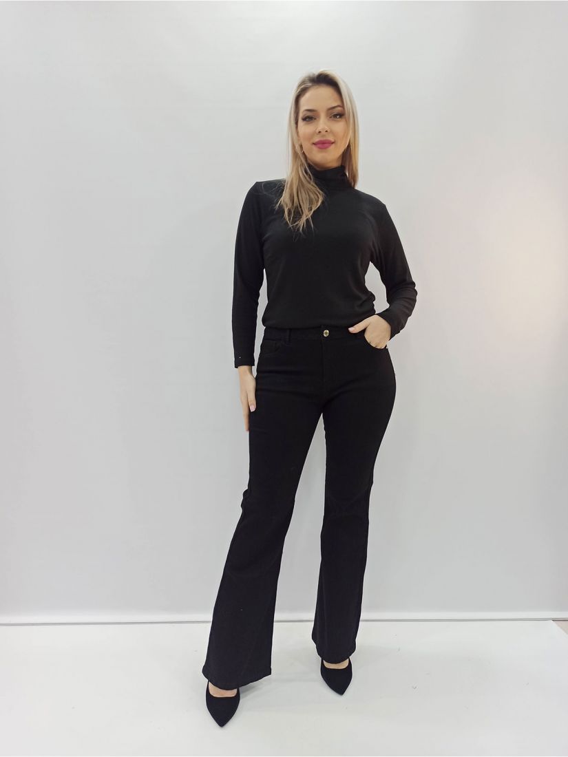 Παντελόνι τζιν καμπάνα μονόχρωμο ελληνικής ραφής μαύρο