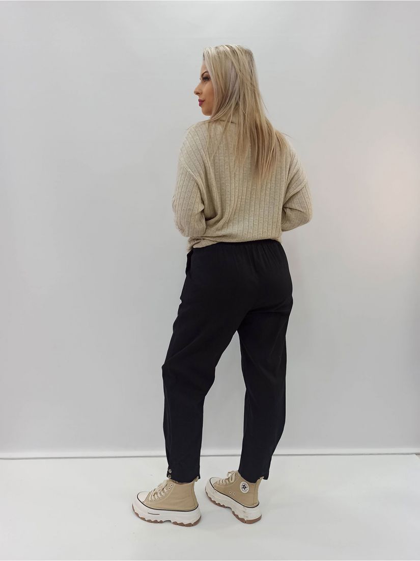 Παντελόνι σουέτ buggy μονόχρωμο με τσέπες ελληνικής ραφής μαύρο