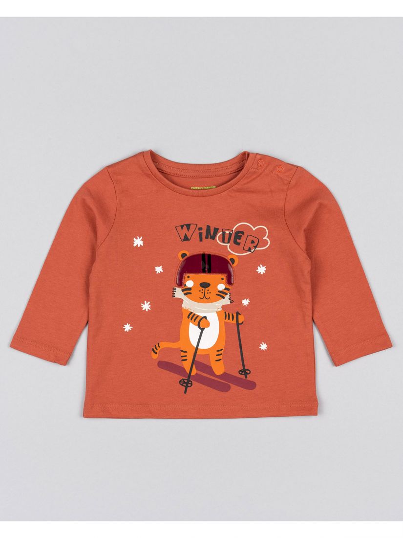 Μπλούζα βρεφική βαμβακερή με ανάγλυφο print winter fun εκάι