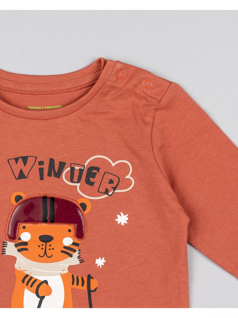 Μπλούζα βρεφική βαμβακερή με ανάγλυφο print winter fun εκάι