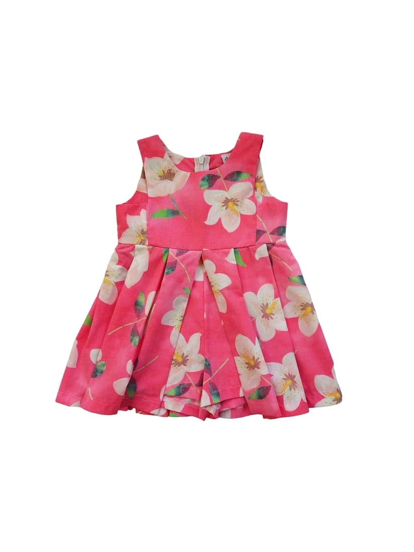 Φόρεμα με εσωτερικό σορτς και πιέτες ροζ