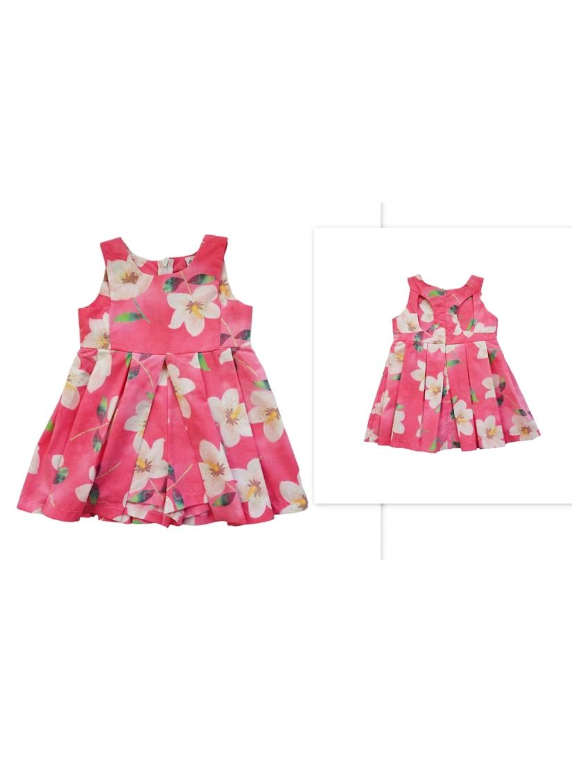 Φόρεμα με εσωτερικό σορτς και πιέτες ροζ