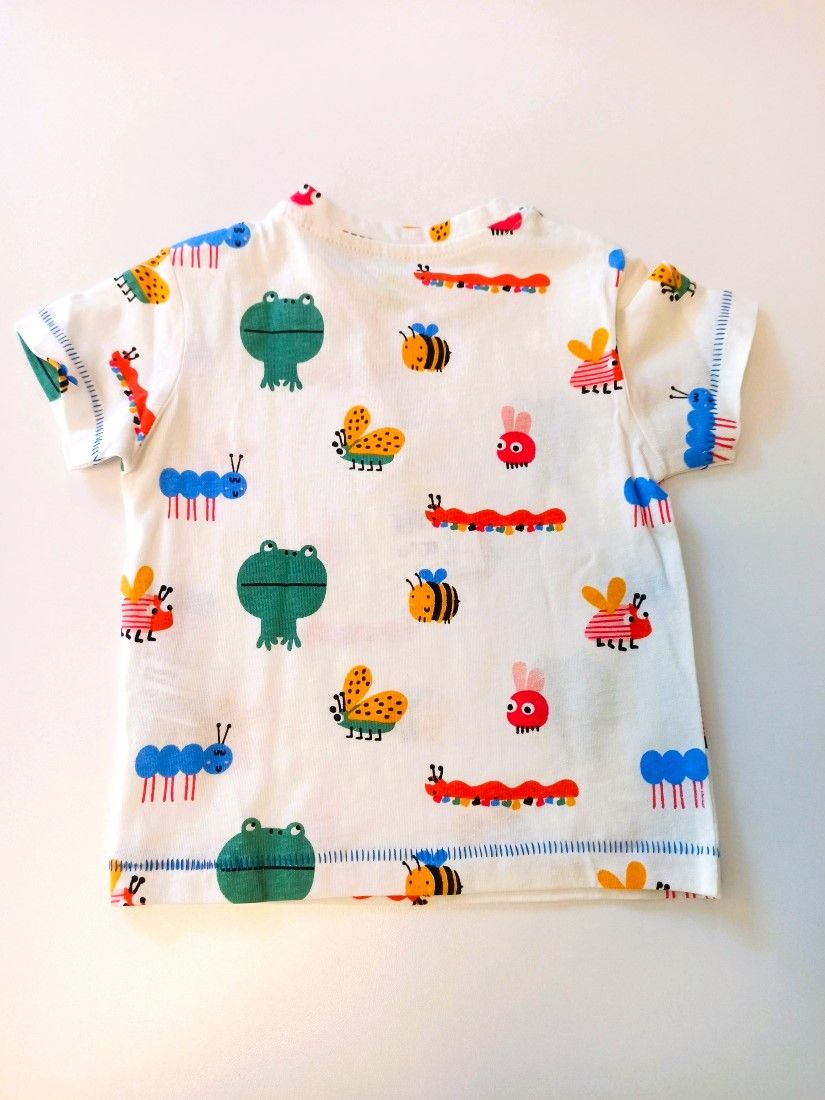 Μπλούζα βρεφική κοντομάνικη με print frogs and bees λευκό