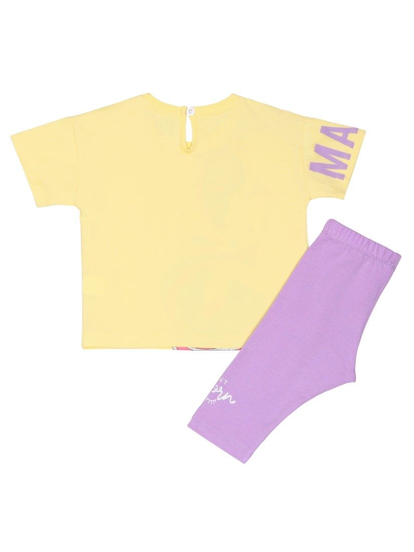 Σετ βαμβακερό με κροπ τοπ και κάπρι κολάν print unicorn με γλίτερ λεπτομέρειες ελληνικής ραφής λιλά