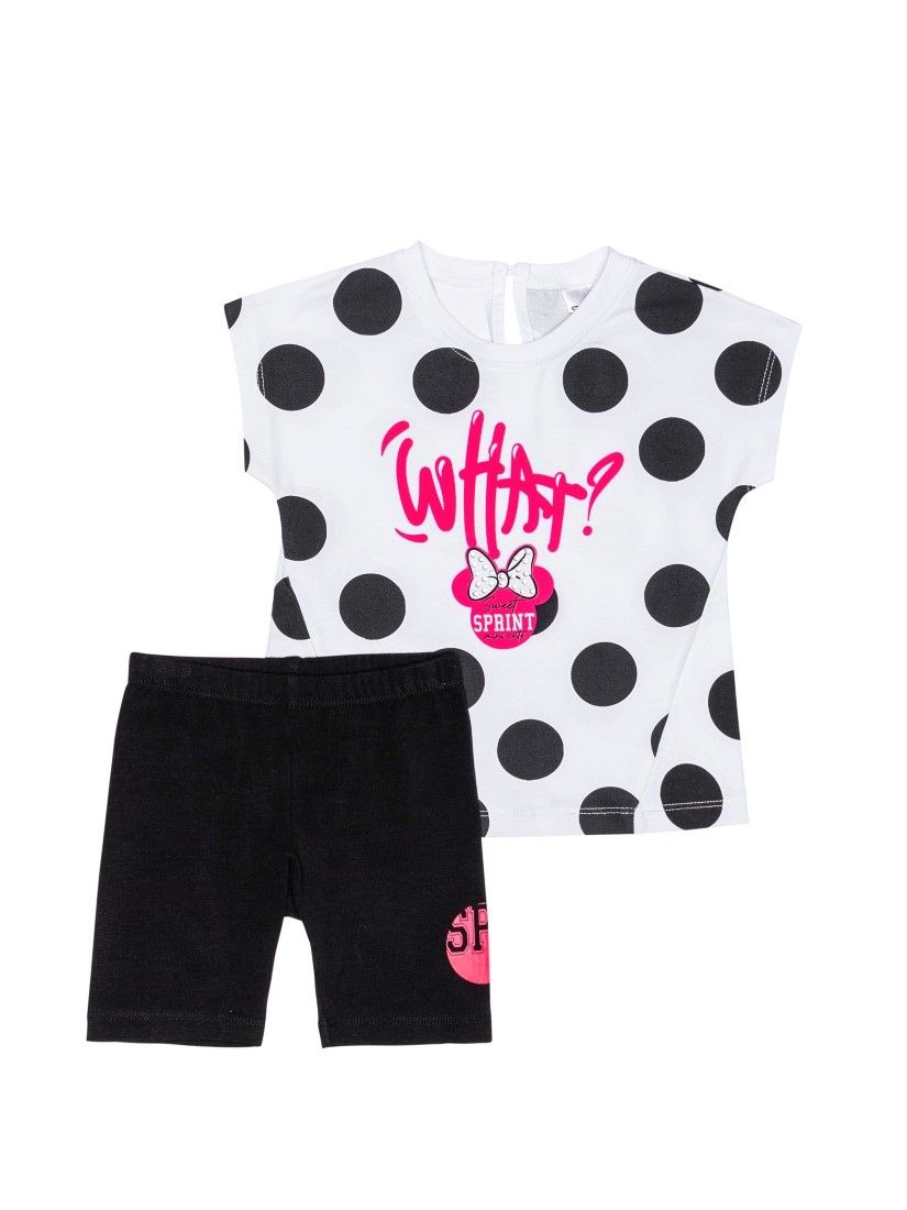 Σετ βαμβακερό με ποδηλατικό κολάν και print Minnie ελληνικής ραφής φούξια