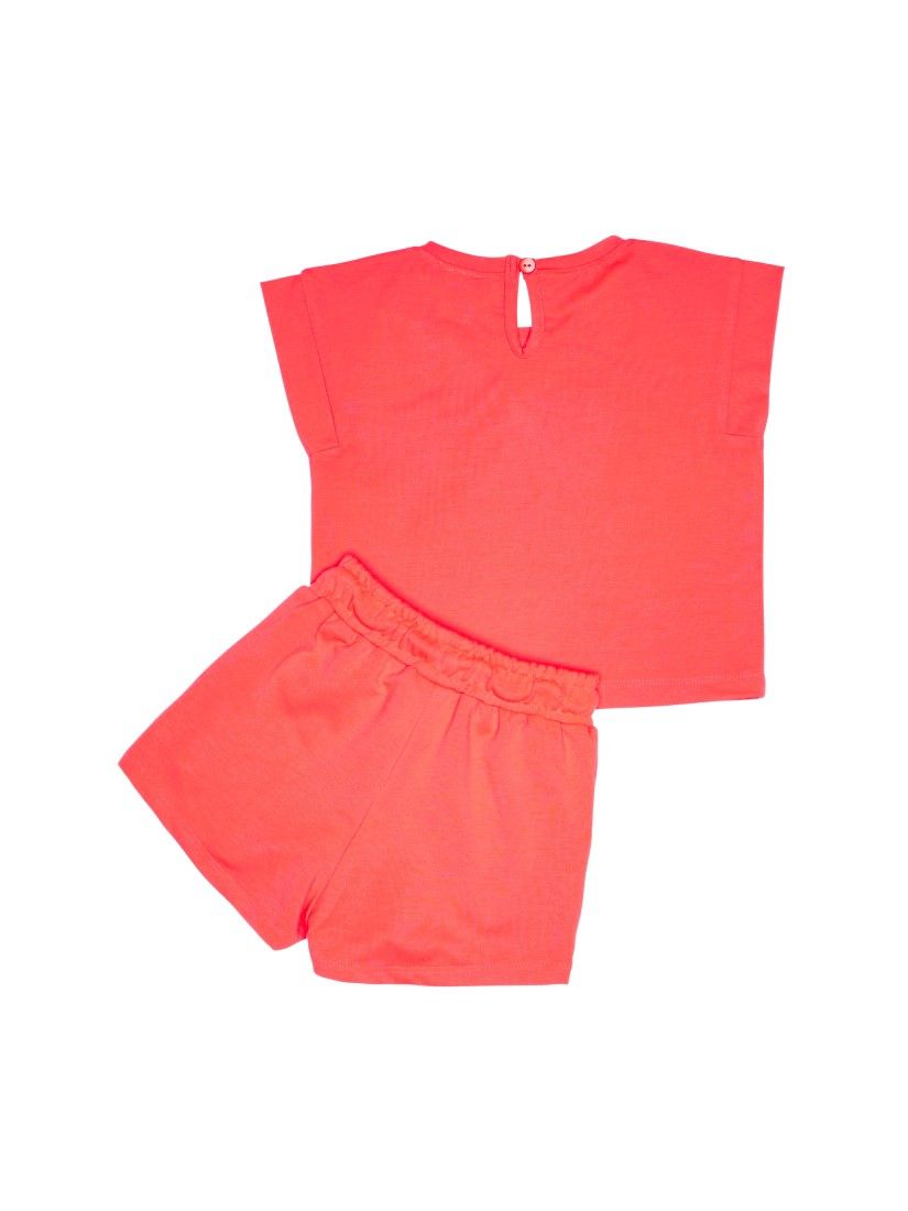 Σετ βαμβακερό με φωτάκι και print unicorn ελληνικής ραφής κοραλί