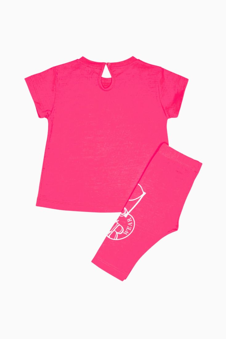 Σετ βαμβακερό με κάπρι κολάν και λεπτομέρειες με πούλιες ελληνικής ραφής φούξια