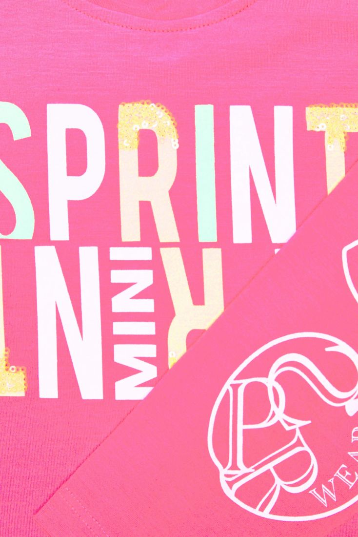 Σετ βαμβακερό με κάπρι κολάν και λεπτομέρειες με πούλιες ελληνικής ραφής φούξια