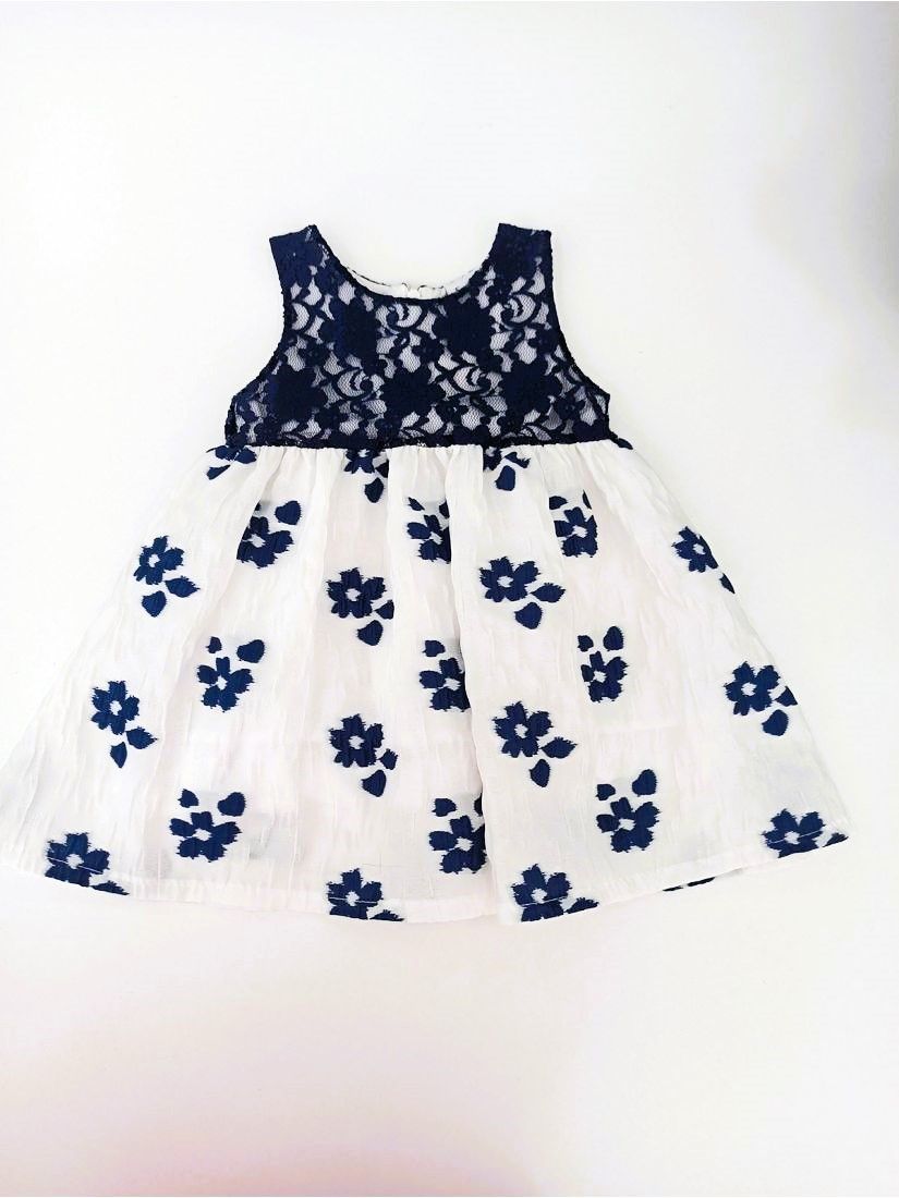 Φόρεμα με δαντέλα στο μπούστο ελληνικής ραφής μπλε