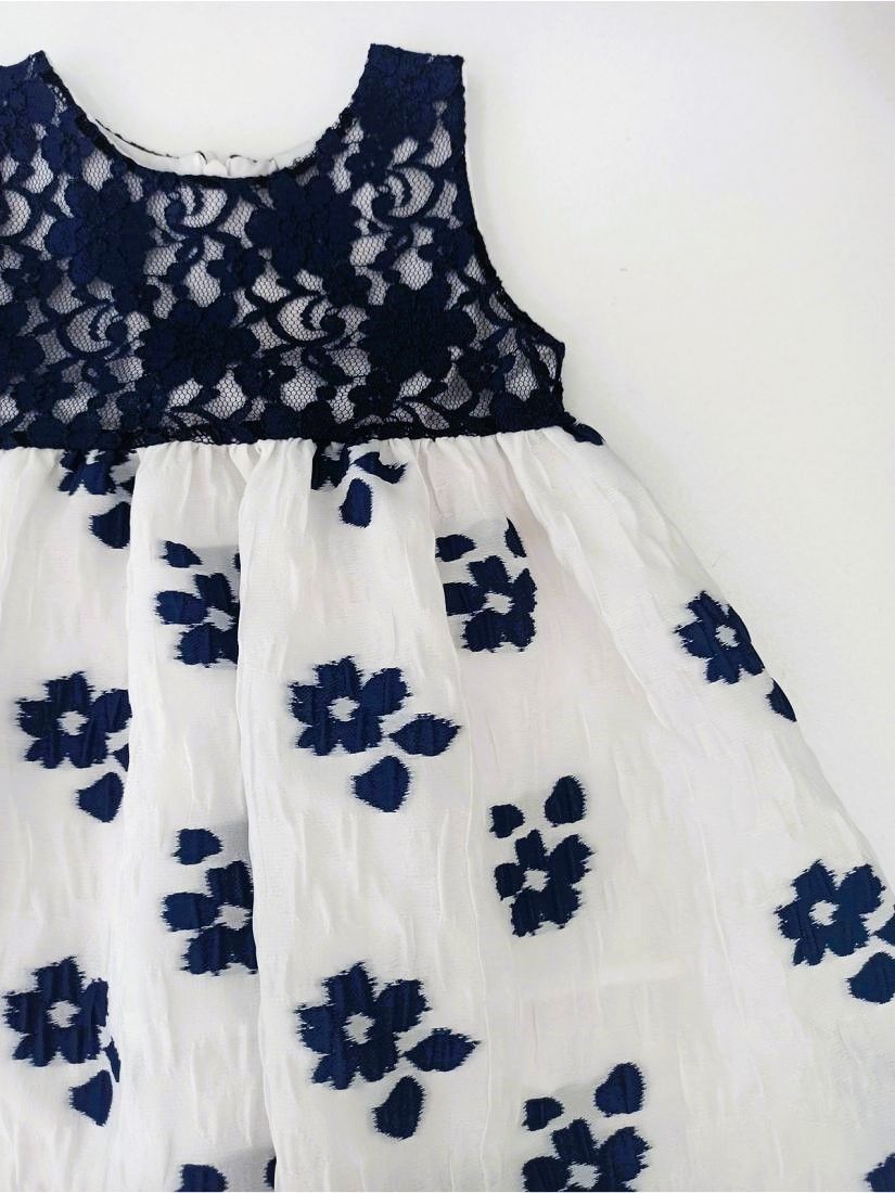 Φόρεμα με δαντέλα στο μπούστο ελληνικής ραφής μπλε