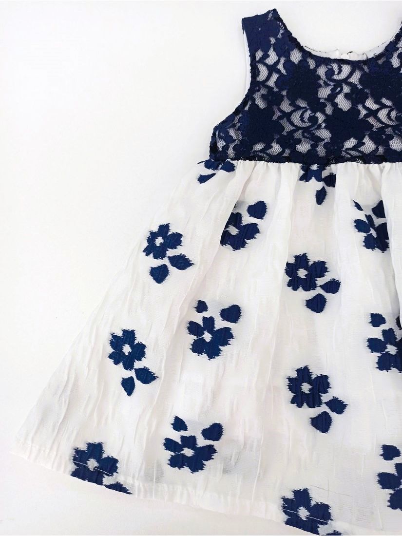 Φόρεμα με δαντέλα στο μπούστο ελληνικής ραφής μπλε