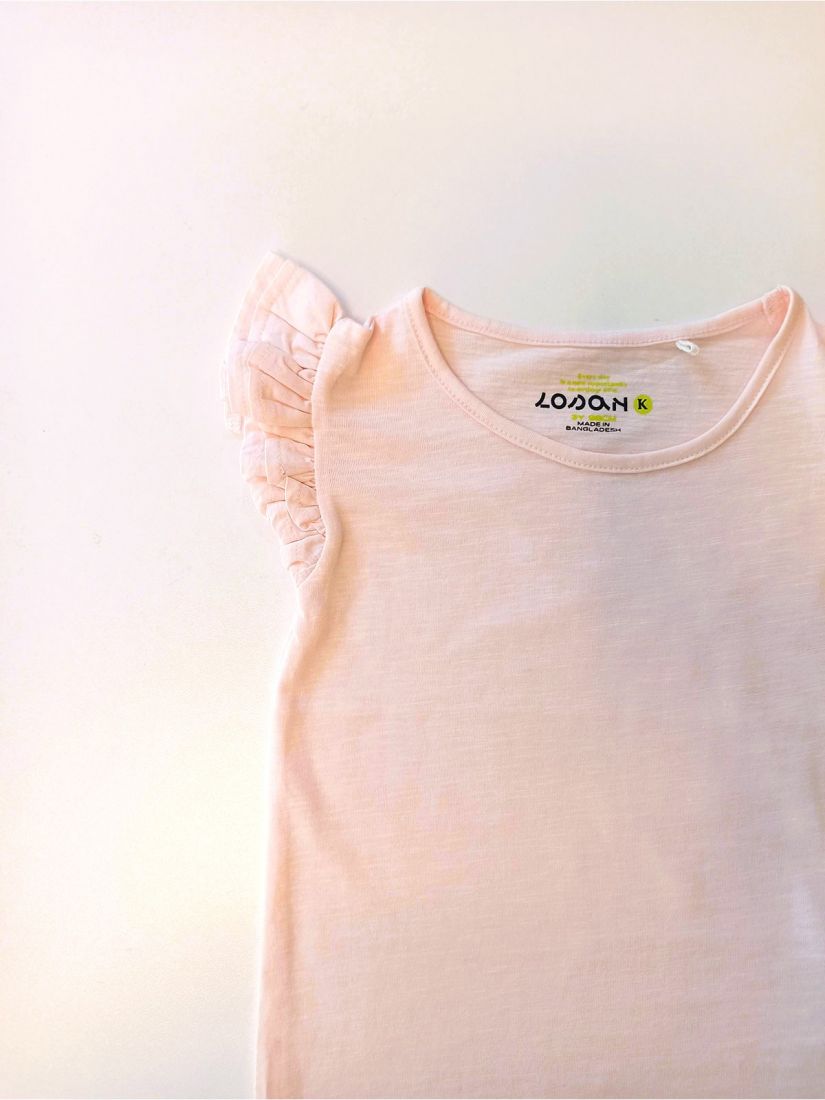 Σετ μπλούζα με βολάν και φούστα tutu με floral print και glitter κοραλί