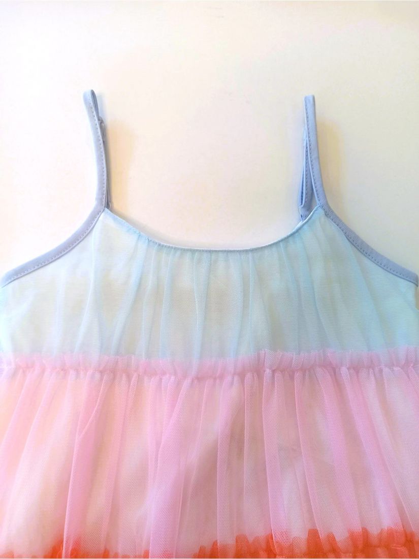 Φόρεμα τούλινο ουράνιο τόξο με τιράντες που αυξομειώνουν και εσωτερικό φόρεμα 100% βαμβακερό κίτρινο