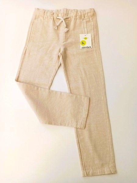 Κουστούμι λινό με γιλέκο και πουκάμισο με μάο γιακά μπεζ