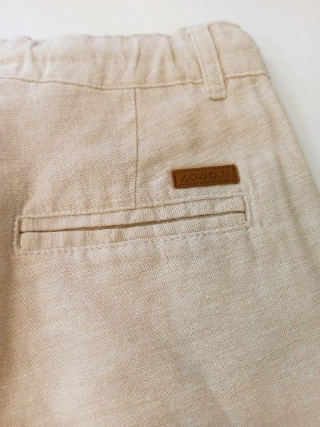 Κουστούμι λινό με γιλέκο και πουκάμισο με μάο γιακά μπεζ