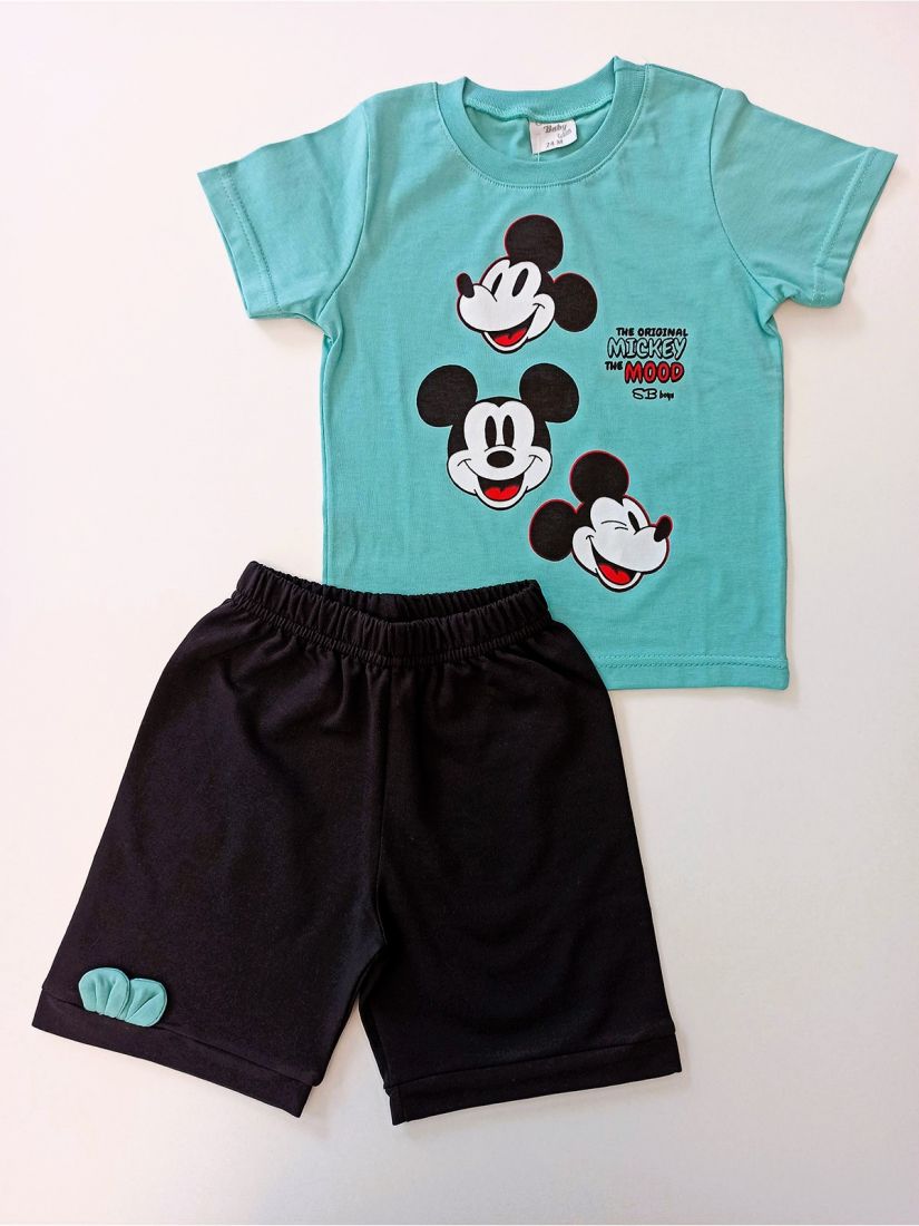 Βρεφικό σετ 100% βαμβακερό με λάστιχο στο σορτς ελληνικής ραφής βεραμάν