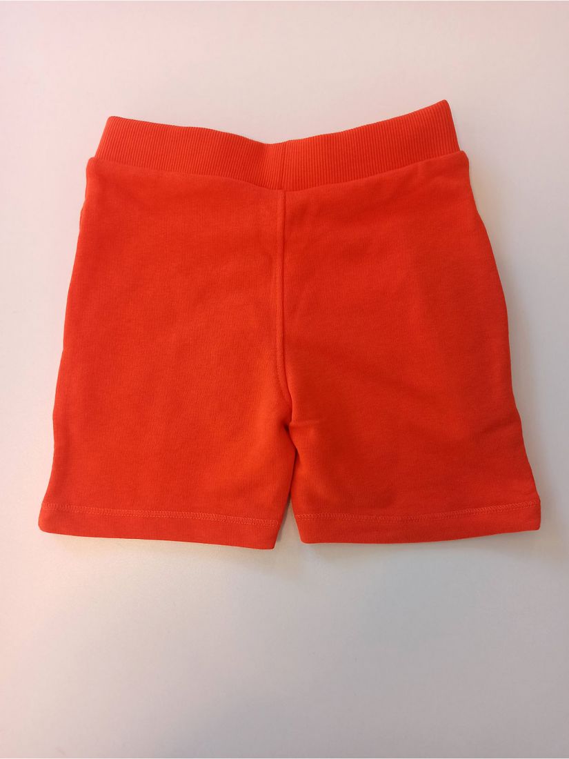 Βερμούδα βαμβακερή μονόχρωμη με λάστιχο στη μέση και τσέπες πορτοκαλί