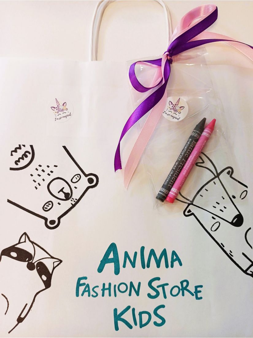 Τσάντα ζωγραφικής για συσκευασία δώρου με ζωάκια και μπογιές No L ροζ