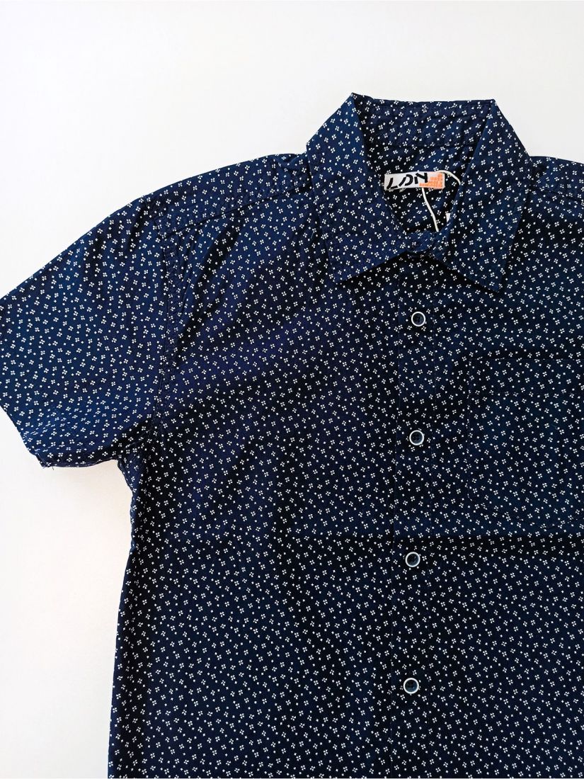 Πουκάμισο βαμβακερό με print πτι φλοράλ και τσέπη μπλε