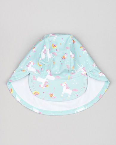 Καπέλο με αντηλιακή προστασία SPF 40+ και print μονόκεροι βεραμάν