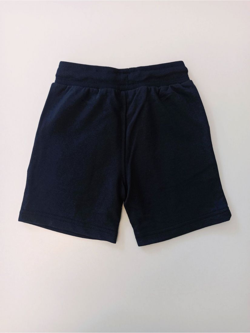 Βερμούδα μονόχρωμη βαμβακερή με λάστιχο στη μέση και τσέπες μπλε