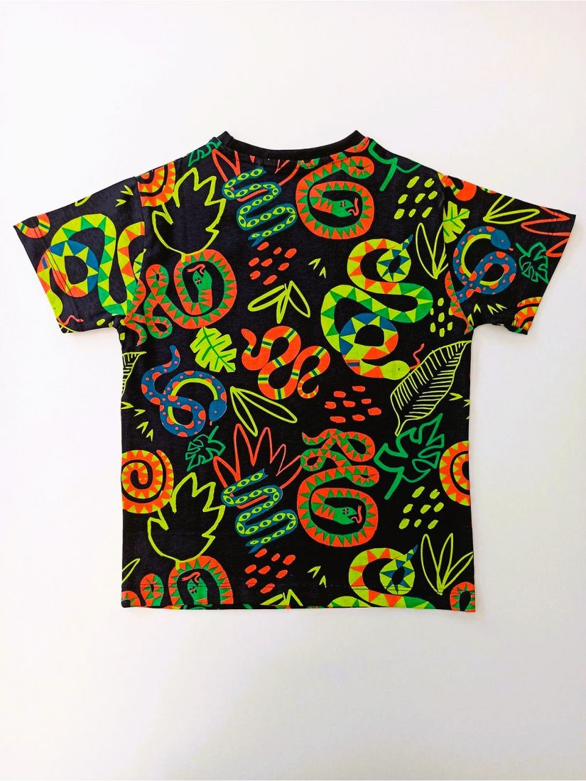 Μπλούζα με print neon snakes λάιμ