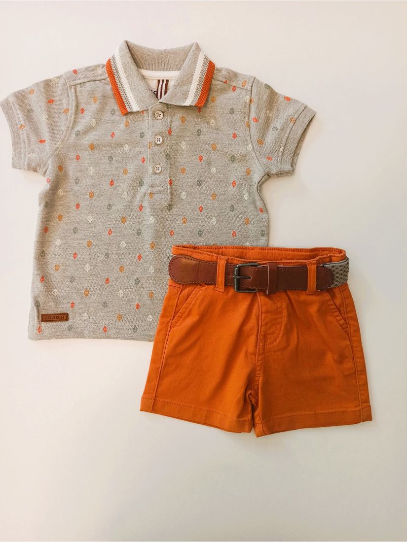 Βρεφικό σετ μπλούζα τύπου Polo και βερμούδα με ελαστική ζώνη και τσέπες  εκάι