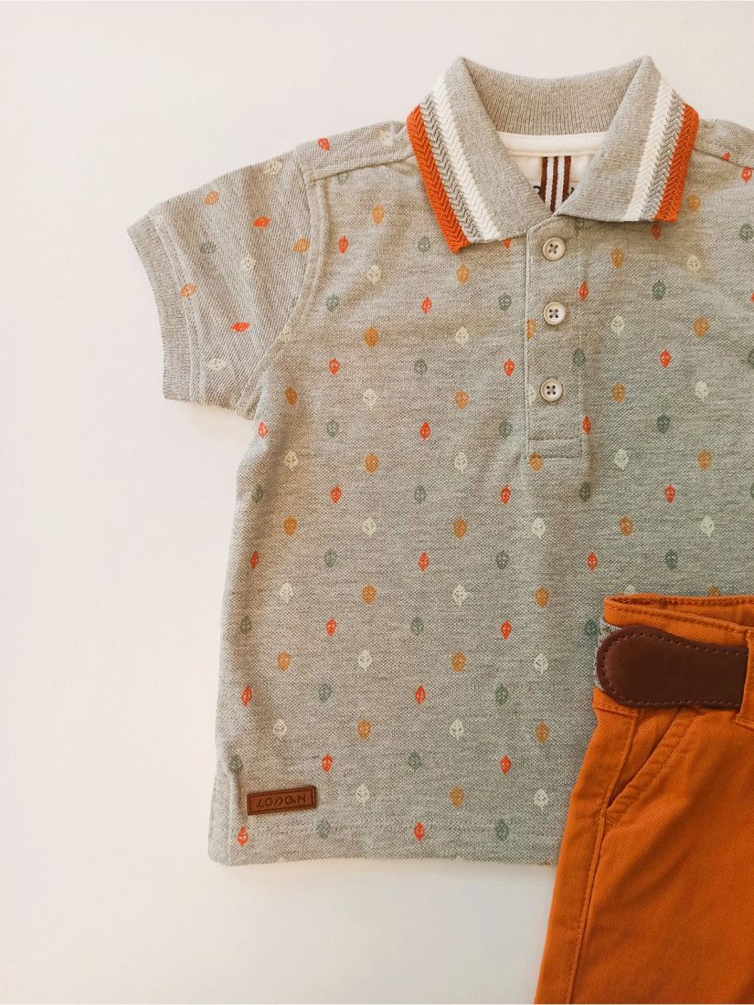 Βρεφικό σετ μπλούζα τύπου Polo και βερμούδα με ελαστική ζώνη και τσέπες  εκάι