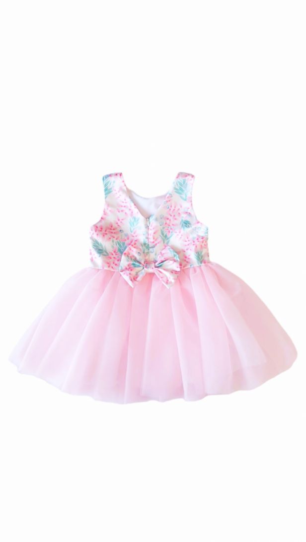 Πριγκιπικό φόρεμα με σατέν μπούστο και φούστα τούλι με φιόγκο στην πλάτη ελληνικής ραφής ροζ