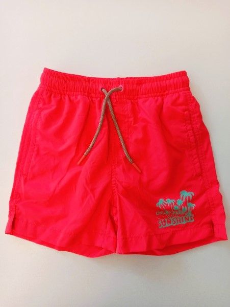 Μαγιώ βερμούδα fluo με τσέπη πίσω, λάστιχο και κορδόνι κοραλί