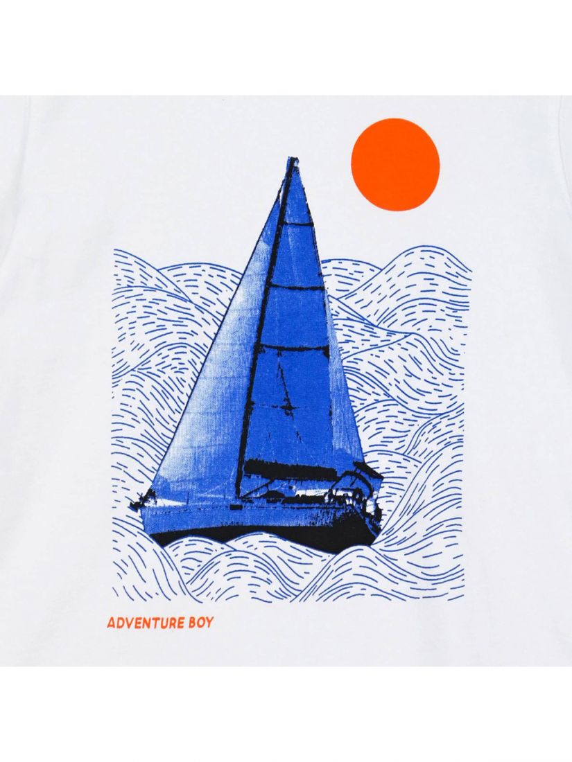 Σετ πυτζάμα βαμβακερή με print καράβι  μπλε