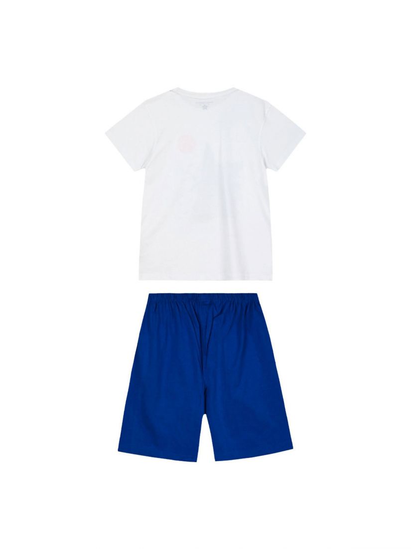 Σετ πυτζάμα βαμβακερή με print καράβι  μπλε