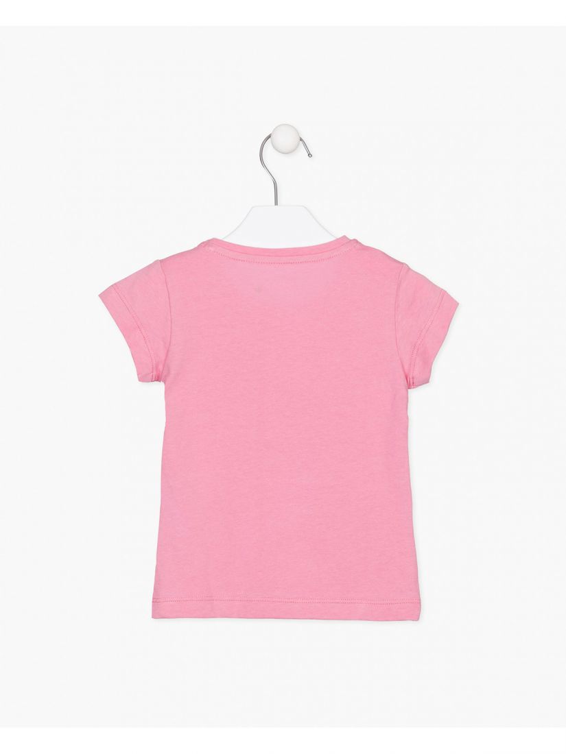 Μπλούζα κοντομάνικη με print γοργόνα με πούλιες ροζ