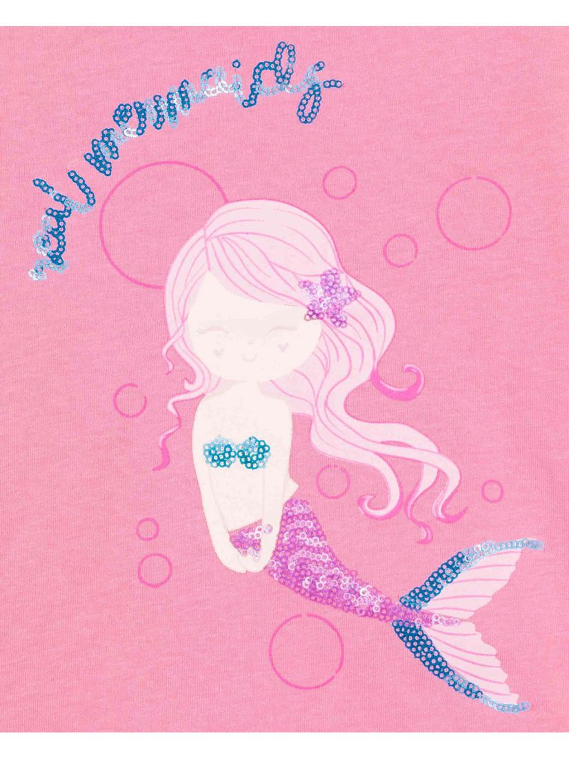 Μπλούζα κοντομάνικη με print γοργόνα με πούλιες ροζ