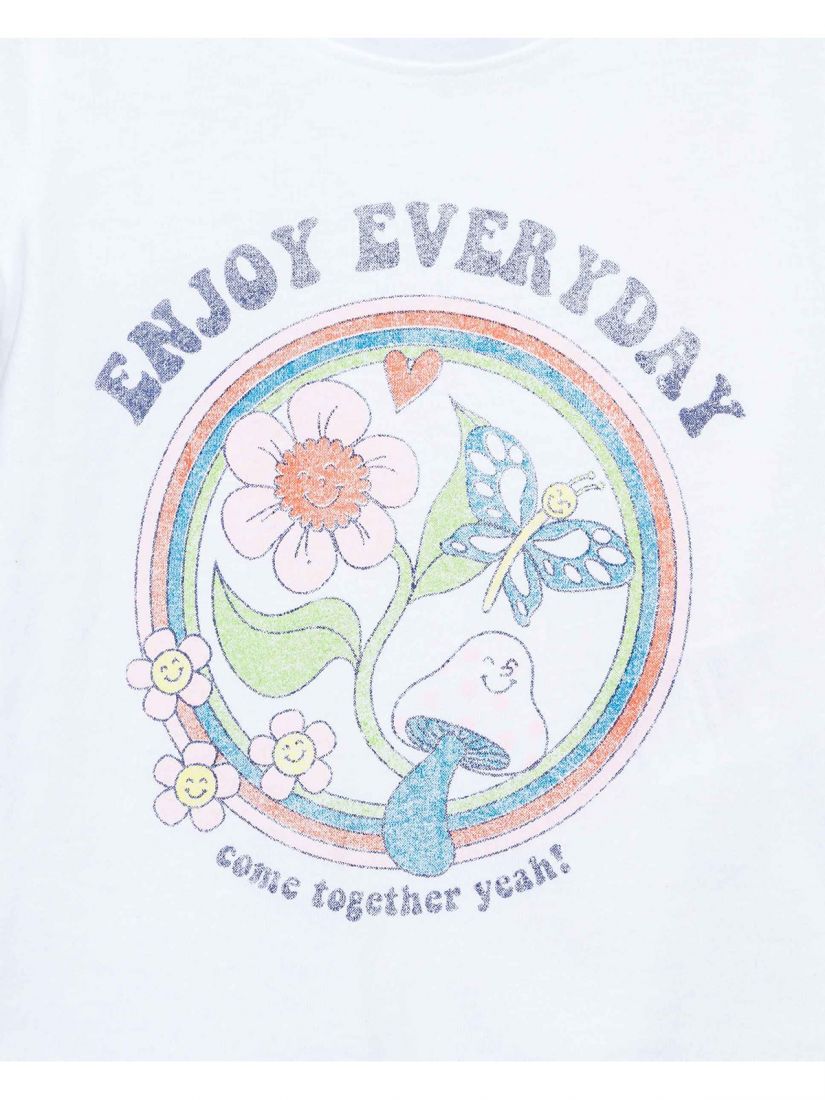 Μπλούζα κοντομάνικη με hippie print λευκό