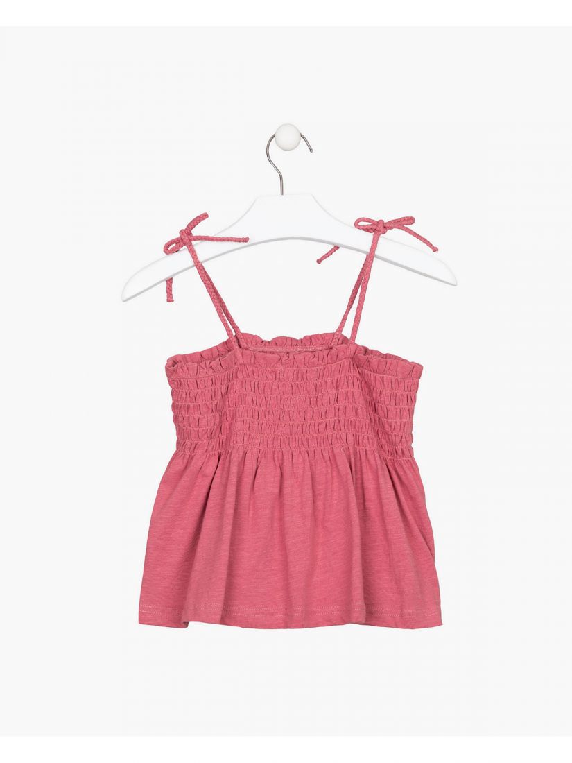 Τοπ μονόχρωμο βαμβακερό με πλέξιμο στις τιράντες και λάστιχο εκάι