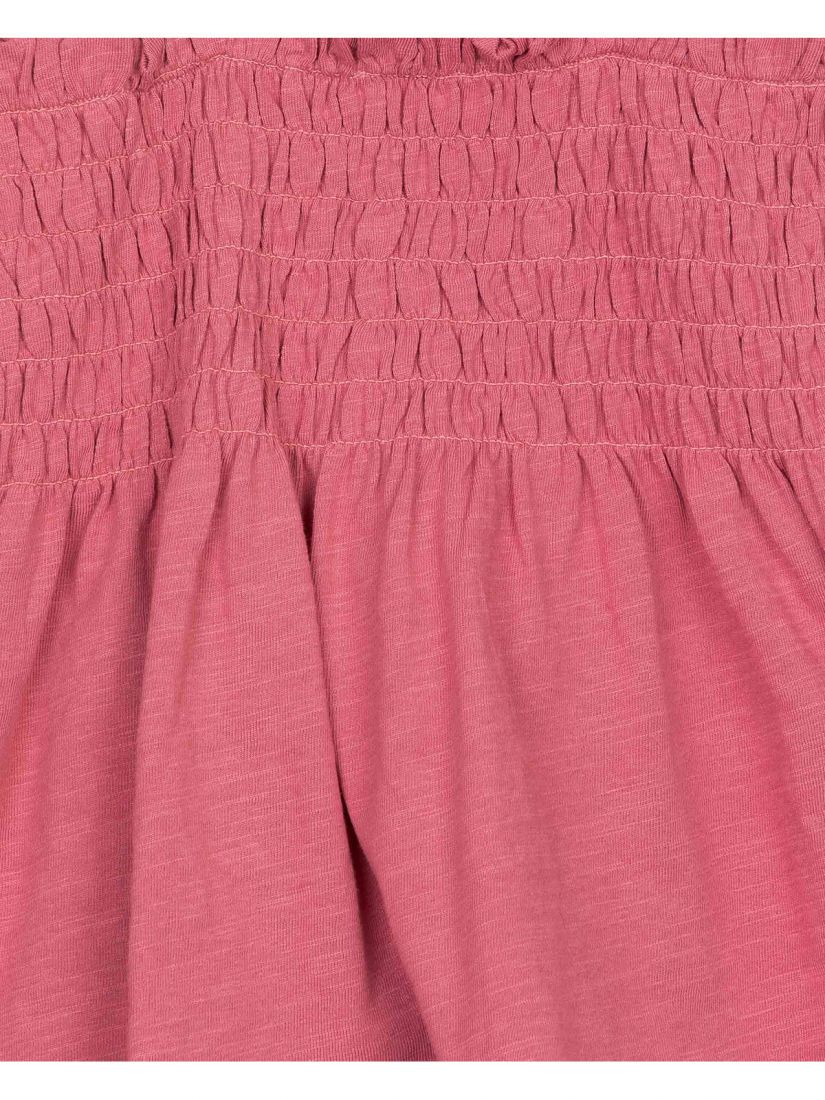 Τοπ μονόχρωμο βαμβακερό με πλέξιμο στις τιράντες και λάστιχο εκάι