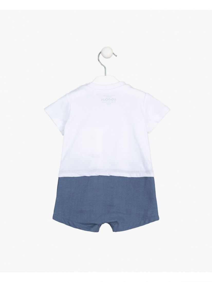 Ολόσωμο φορμάκι με τζιν σορτς και print bugs adventure μπλε