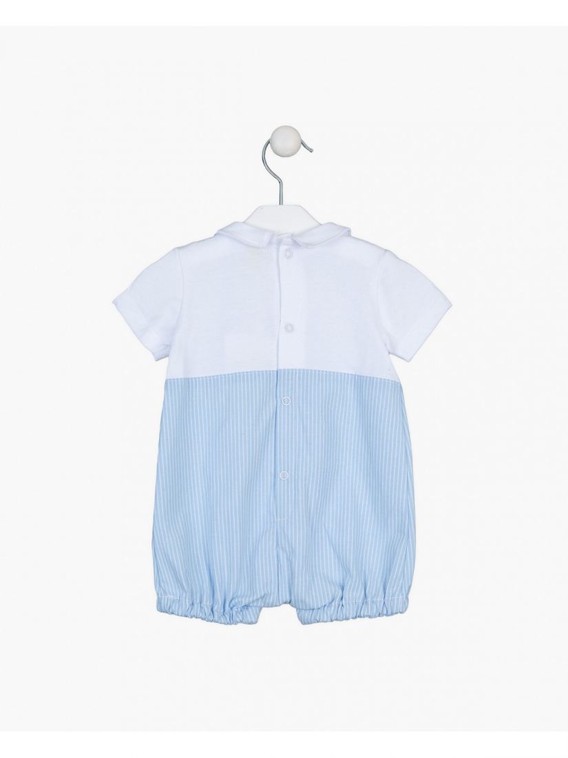 Ολόσωμο φορμάκι σορτς με ρίγες και εφέ τιράντας γαλάζιο