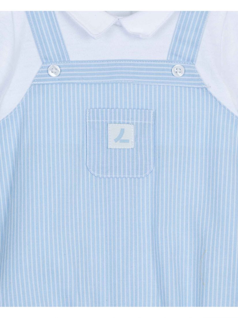 Ολόσωμο φορμάκι σορτς με ρίγες και εφέ τιράντας γαλάζιο