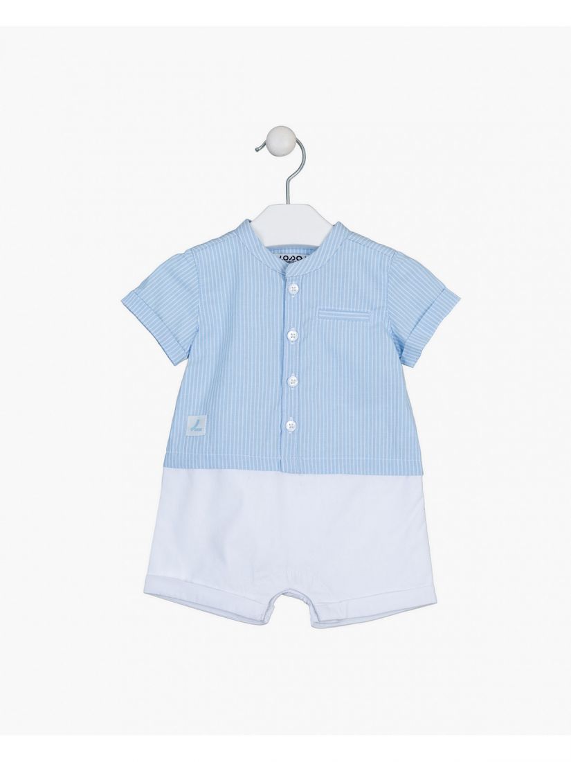 Φορμάκι ολόσωμο σορτς με μάο γιακά και μονόχρωμο σορτς γαλάζιο