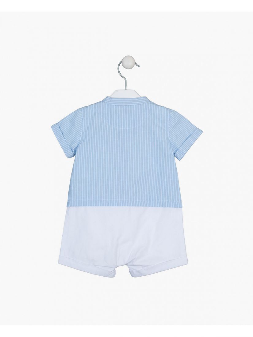 Φορμάκι ολόσωμο σορτς με μάο γιακά και μονόχρωμο σορτς γαλάζιο