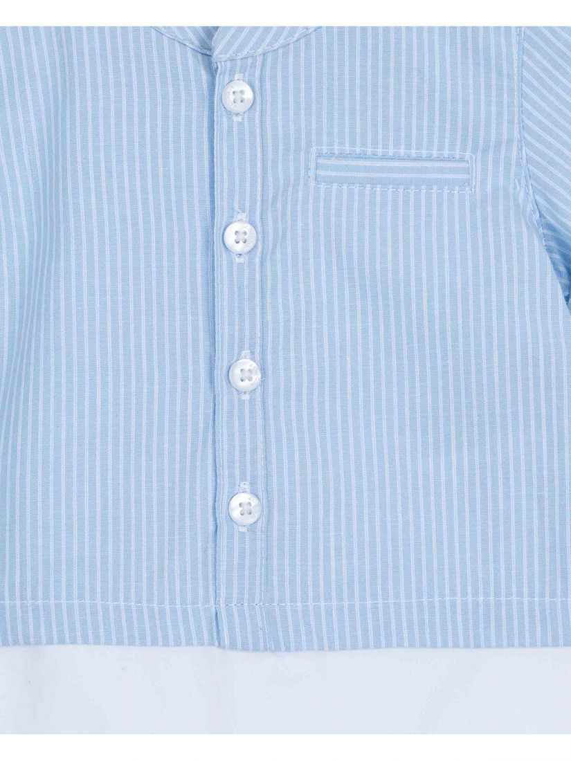 Φορμάκι ολόσωμο σορτς με μάο γιακά και μονόχρωμο σορτς γαλάζιο