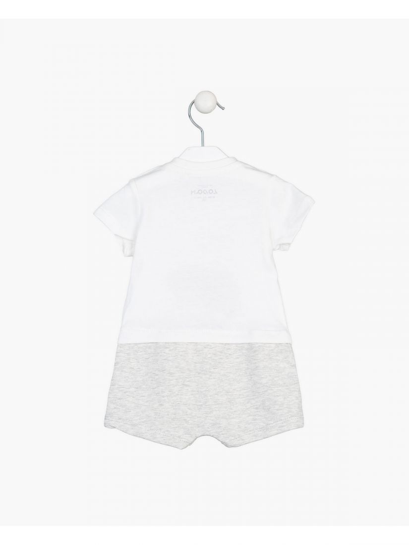 Φορμάκι ολόσωμο με μονόχρωμο σορτς και print hello friends λευκό