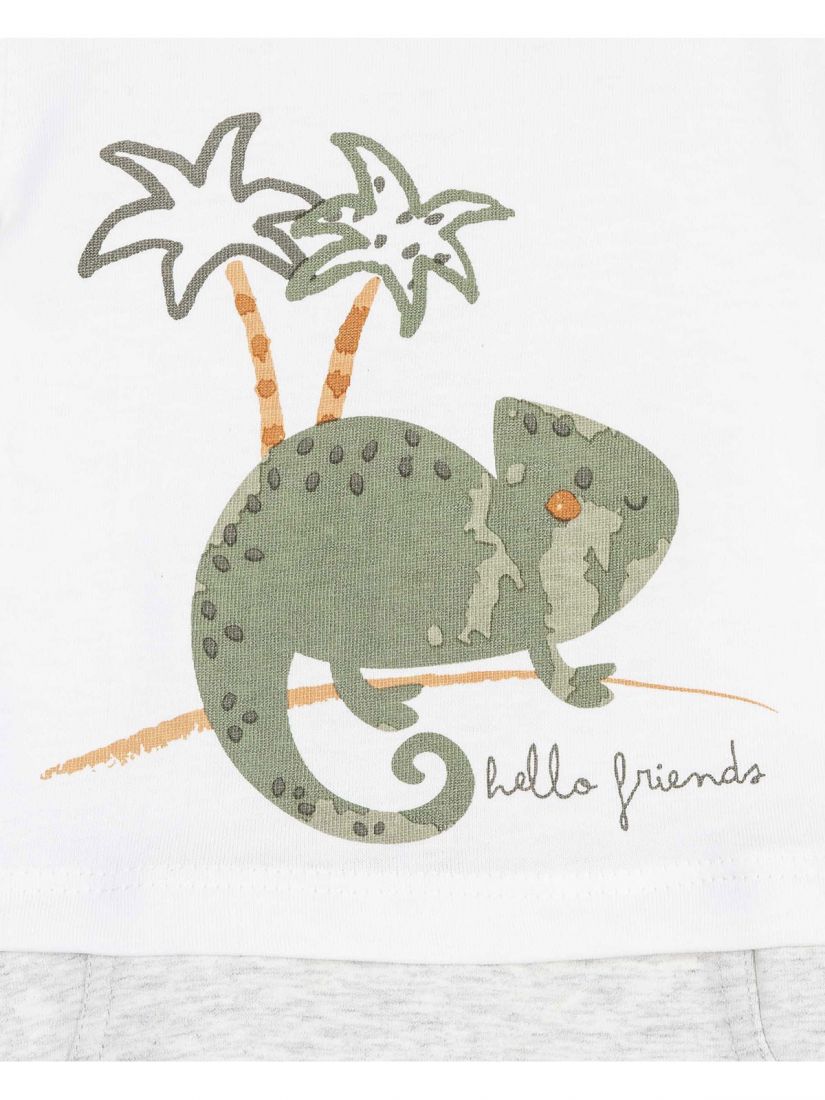 Φορμάκι ολόσωμο με μονόχρωμο σορτς και print hello friends λευκό