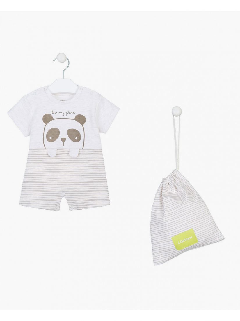 Ολόσωμο φορμάκι σορτς με print love my planet και θήκη μπεζ