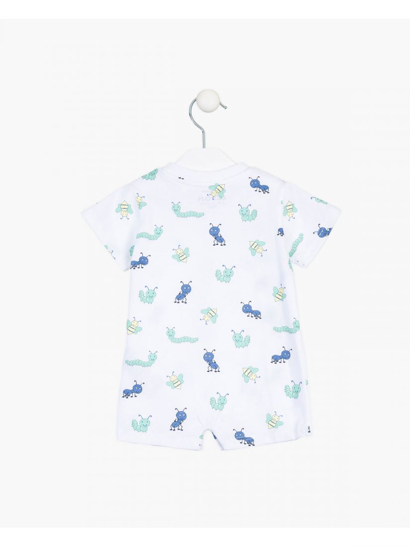 Ολόσωμο φορμάκι βαμβακερό με εμπριμέ print bugs adventure και θήκη λευκό