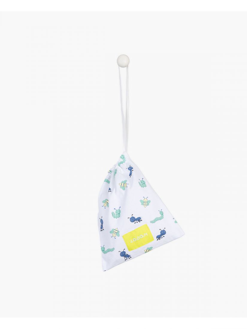 Ολόσωμο φορμάκι βαμβακερό με εμπριμέ print bugs adventure και θήκη λευκό